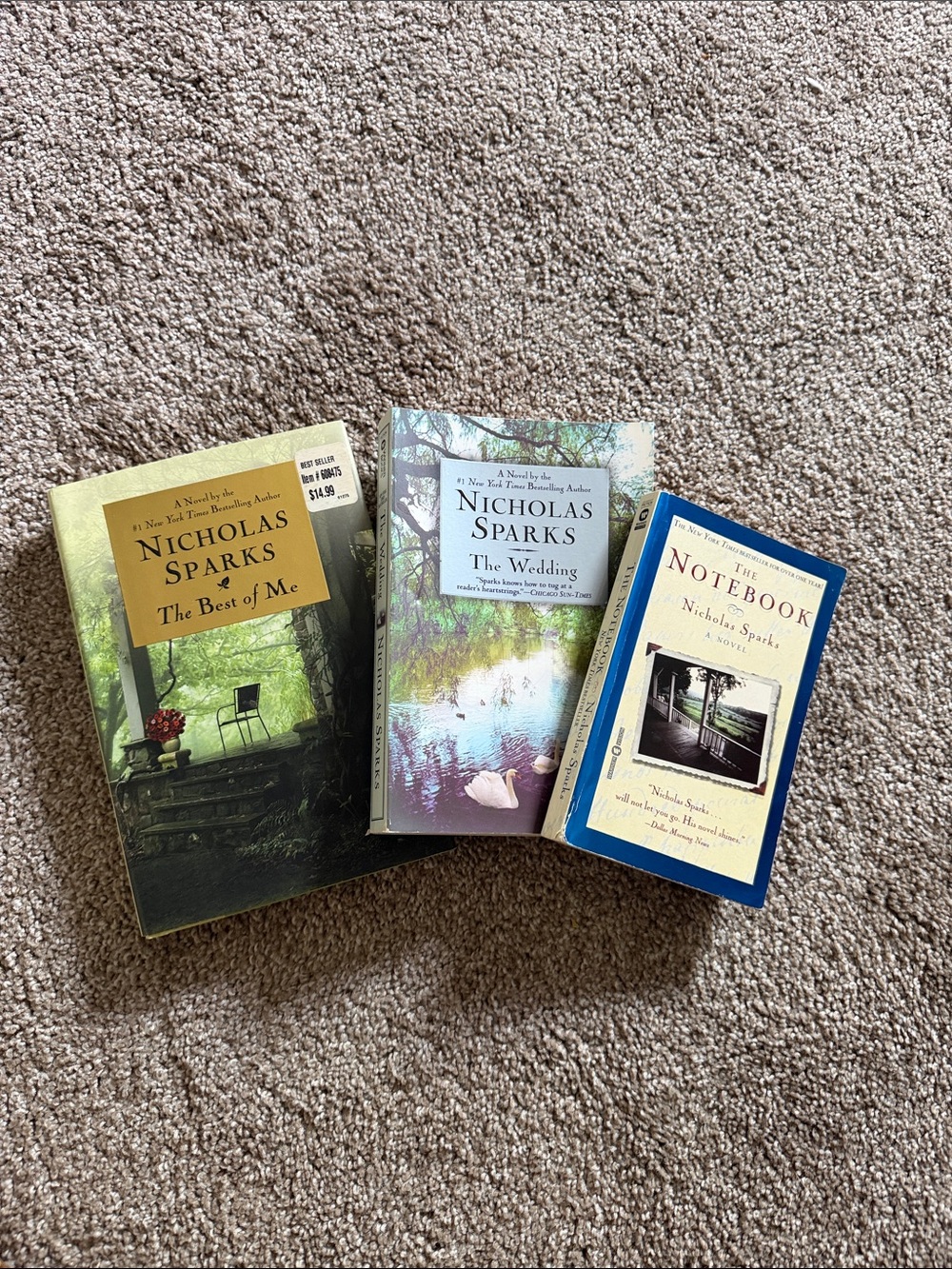 Nicholas Sparks Book Lot -The Best of Me (Hardback), The Wedding & The Notebook